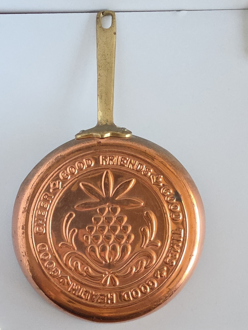 Vintage Copper Hanging Pan With Pineapple Design -Korea Cottagecore